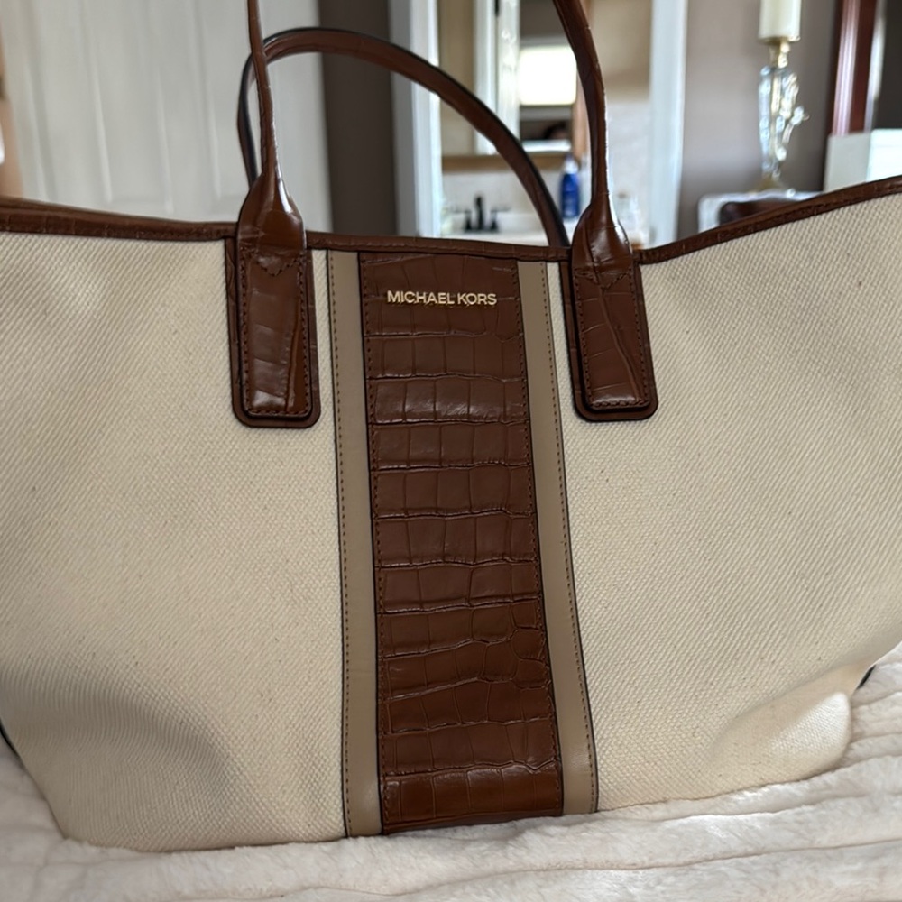 Michael Kors Cream and Brown Tote